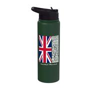 Winston Churchill We Shall Never Surrender Quote UK Flag Stainless Steel Insulated Water Bottle
