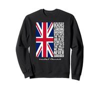 Winston Churchill We Shall Never Surrender Quote UK Flag Sweatshirt