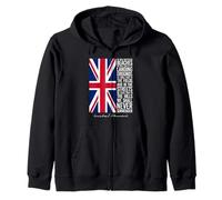 Winston Churchill We Shall Never Surrender Quote UK Flag Zip Hoodie