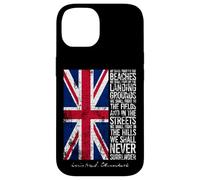 Winston Churchill We Shall Never Surrender UK Flag Aged Case for iPhone 14