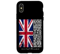 Winston Churchill We Shall Never Surrender UK Flag Aged Case for iPhone X/XS