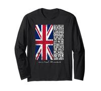 Winston Churchill We Shall Never Surrender UK Flag Aged Long Sleeve T-Shirt