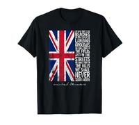 Winston Churchill We Shall Never Surrender UK Flag Aged T-Shirt