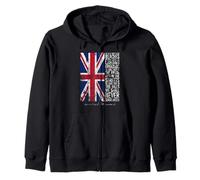 Winston Churchill We Shall Never Surrender UK Flag Aged Zip Hoodie