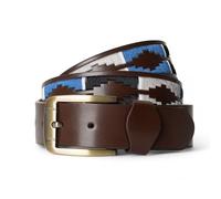 Winston Hide Leather Belts for Men, Brown and Black Embroidered Designer Mens Belt, Genuine Leather Brown Polo Belt with Classy Colourful Stitching for Mens (Navy, Large (36"-39"))