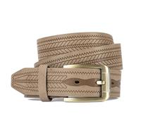 Winston Hide Leather Belts for Men - Stylish Engraved Beige, Brown and Black Mens Belt for Casual or Formal Wear - Designer Leather lined Belts for Men (Beige, XLarge (40"-43"))