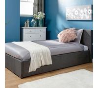 Winston Single Ottoman Bed Fabric Grey 3 x 7ft