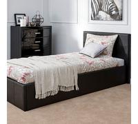 Winston Single Ottoman Bed Faux Leather Black 3 x 7ft