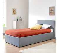 Winston Single Ottoman Bed Faux Leather Black 3 x 7ft