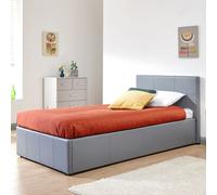 Winston Single Ottoman Bed Faux Leather Grey 3 x 7ft