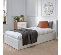 Winston Single Ottoman Bed Faux Leather White 3 x 7ft