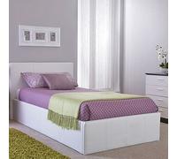 Winston Single Ottoman Bed Faux Leather White 3 x 7ft