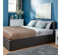 Winston Small Double Ottoman Bed Fabric Black 4 x 7ft