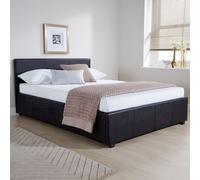 Winston Small Double Ottoman Bed Faux Leather Black 3 x 7ft