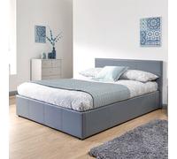 Winston Small Double Ottoman Bed Faux Leather Grey 4 x 7ft