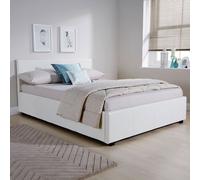 Winston Small Double Ottoman Bed Faux Leather White 4 x 7ft
