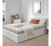 Winston Small Double Ottoman Bed Faux Leather White 4 x 7ft