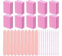 Winsyison 10 Sets Disposable Manicure Kit, Individually Package Mini Nail Buffer File Stick Tool Kit, Manicure Set Press on Nail Supplies for Home Salon- Pink