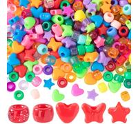 Winsyison 100g Assorted Pony Beads Bulk, Mini Plastic Kandi Heart Beads for Bracelets, Multi-Colored Butterfly Star Shaped Glitter Charm for Keychain Jewelry Hair Braids DIY Crafts