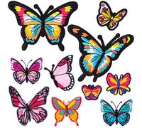 Winsyison 10pcs Butterfly Iron on Patches, Colorful Butterfly Sew on Embroidered Appliques, Sewing Repair Applique Embellishment Patches for Jeans Hats Bags Jackets DIY Decoration- 10 Style