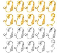 Winsyison 20pcs Leverback Earring Hooks, Hypoallergenic Metal French Earring Clasps, D-Ring Ear Wire Findings for Jewelry Making- Silver & Gold