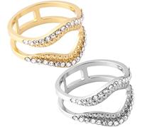 Winsyison 2pcs Silk Scarf Ring, Metal Rhinestone Silk Scarves Shawl Clip, Minimalist Geometric Scarf Slide Buckle Brooches Clothing Accessories for Women- Gold & Silver