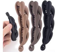 Winsyison 3pcs Banana Hair Clips, Non-Slip Large Hairstyle Claws for Women, Vintage 90 Style Double Combs Hairpin Accessories for Thick Thin Fine Curly Straight Long Hair- Dark Coffee & Coffee & Black