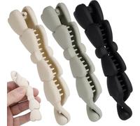 Winsyison 3pcs Banana Hair Clips, Non-Slip Large Hairstyle Claws for Women, Vintage 90 Style Double Combs Hairpin Accessories for Thick Thin Fine Curly Straight Long Hair- Black & Gray & Skin-Color