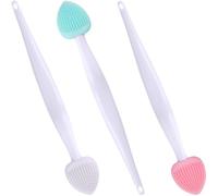 Winsyison 3pcs Silicone Lip Scrub Brush, Double-Sided Lip Exfoliator Brush for Dark Lips, Heart Shape Lip Scrubber Tool for Removing Dead Skin- Pink & Green & White