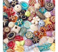 Winsyison 45g Baroque Acrylic Assorted Beads, Bohemia Round Butterfly Flower Czech Beads Charms, Vintage Multi-Shaped Colorful Spacer Assortments for Jewelry Making DIY Crafts