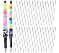Winsyison 50pcs Beadable Pen Extender Rods, Stainless Steel Blank Beaded Bars, 4.6''×0.07'' Thin Wire Charms Replacement Supplies for Pens Holders Keychains DIY Craft