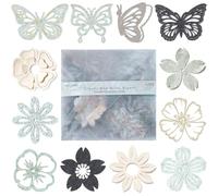 Winsyison 50pcs Scrapbook Collage Paper Flowers, Vintage Hollow Background Decorative Paper Pack, Flower Butterfly Scrapbook Embellishments Supplies for Collage Card Making DIY Craft- Mixed Colors