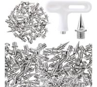 Winsyison 50pcs Track Spikes with 1pc Spiking Wrench, Steel Replacement Spikes for Short Running Shoes, 1/2" Track Shoes Accessories with Wrench for Track Field Sprinting Cross Country- White