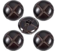 Winsyison 5pcs Genuine Leather Buttons for Clothes, 20mm Vintage Football Pattern Button with Shank, Round Decorative Fasteners Sewing Supplies for Coats Sweaters Dress Shoes DIY Crafts- Dark Brown
