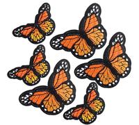 Winsyison 6pcs Butterfly Iron on Patches, Sew on Embroidered Appliques, 2 Sizes Repair Applique Embellishment Patches for Jeans Hats Bags Jackets DIY Decoration- Orange