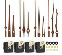 WinTaim 4 pieces clock movement for wall clock, with 4 types of silent walnut wood clock hands, replacement of battery operated spare parts (suitable for 12-14 inch clock)