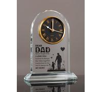 WinTaim Dad Glass Clock Gift from Daughter or Son, Unique Birthday, Christmas, Dad Valentines Gifts from Girl, Elegant Desk Clock with Base for Dads Who Have Everything