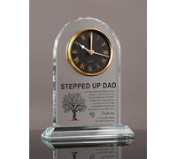 WinTaim Glass Clock Gifts for Stepdad Stepfather Bonus Dad, Unique Birthday, Christmas, Dad Valentines Gifts from Girl, Elegant Desk Clock with Base for Dads Who Have Everything
