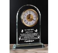 WinTaim Mother in Law Glass Clock Gift from Daughter in Law or Son in Law: Unique Birthday, Christmas, Thanksgiving Blessings, Mother's Day, and Valentine Gifts - Elegant Desk Clock with Base