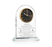 WinTaim Son Glass Clock Gift from Mom or Dad, Unique Birthday, Christmas, Inspirational Graduation Gift For Adult Son, Elegant Desk Clock with Base for Son Who Have Everything