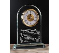 WinTaim Unique Happy 50th Birthday Gifts for Women, Men, Mom, Dad, Grandma, Grandpa, 50 Year Old Birthday Present Quartz Clocks with Blessing Decorations for Her, Him, Parents, and Couples