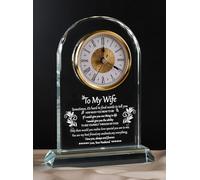 WinTaim Wife Glass Clock Gift from Husband: Unique Birthday, Christmas, Thanksgiving Blessings, Mother's Day, and Valentine Gifts - Elegant Desk Clock with Base for Wife Who Has Everything