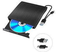 External Bluray Drive Burner,BD CD DVD Reader and Writter Optical Drive Player W/USB3.0 and Type C Port for PC and Laptop,Compatible with Windows XP/7/8/10/11, Mac OS
