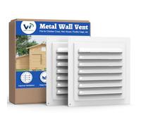 Wintcomfort Chicken Coop Metal Wall Vent, 2 Pack 10" x 10" Metal Shed Vent with Built-in Screen for Anti-Debris, Louver Vent Grille for Chicken Coop, Hen House, Poultry Cage, Rabbit Hutch, White