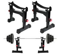 WINTECY Deadlift Jack Barbell Stand, Carbon Steel Made, Load and Unload 880lb Barbell Plates with Noise Reduction Rubber Feet for Deadlift Exercise, Weight Training, Home Gym
