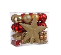 Wintem 44 Pieces Red and Gold Christmas Tree Decorations Home Decorations with Various Shapes and Glossy and Matte Finish, Easy to Hang and Shatterproof for a Bright and Refined Christmas