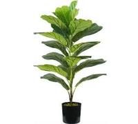 Wintem Artificial Ficus Lyrata Plant in Polyethylene with 21 Leaves, 75 cm, Vase with Moss, Indoor Decorative Plant