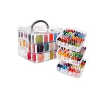 Wintem Embroidery Kit with 150 Coloured Threads, 3 Tier Container with 6 Compartments, Accessories Included for Cross Stitch and Bracelets, Ideal for Beginners and Creative Embroidery