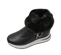 Winter 2025 European Style Women Suede Round Toe Low Heel Winter Boots Fashionable Ankle Boots For Autumn And Cold Weather (Black, 5)