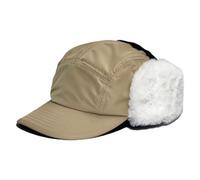 Winter 5 Panel Baseball Cap with Long Fur Plush for Warmth Earflaps, Vintage Solid Cotton Lining Flat Brim Cap for Men Women (UK, Alpha, One Size, Khaki)